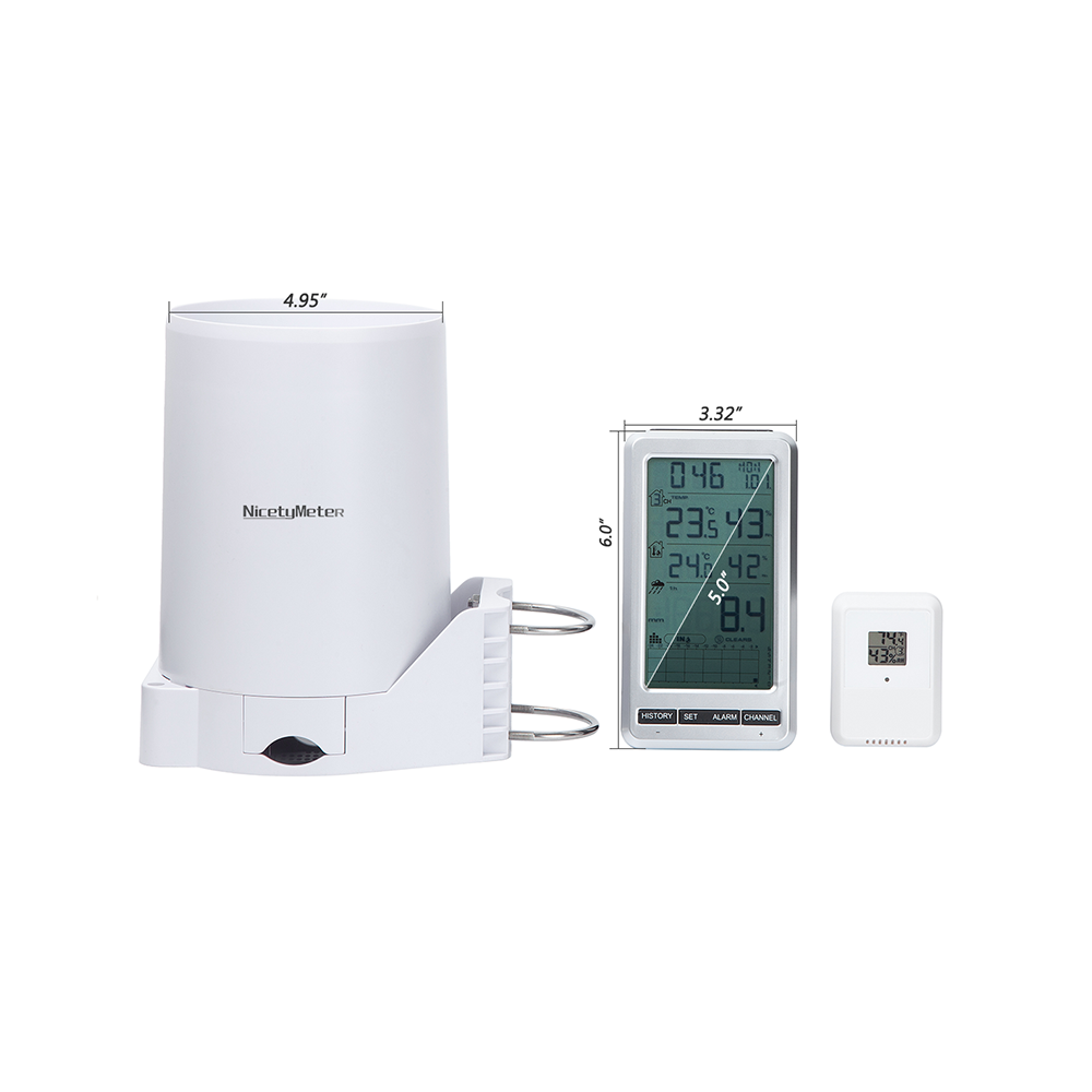 Garden Weather Station - 0206 RF 433mhz ワイヤレス傾斜式バケットプラスチック雨量計屋外気象観測ステーションガーデンモニター