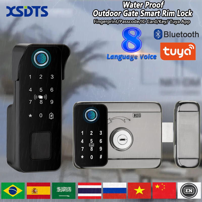 Smart Garden Door Lock - Tuya 防水スマートドアロック指紋屋外ガーデンリモコンアプリカードデジタルコード電子ダブルリムロック ﻿ ﻿