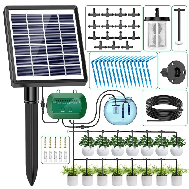 Smart Garden Watering System - ソーラーインテリジェント灌漑キット 6V 2W 内蔵 1800mAh バッテリー灌漑鉢植え