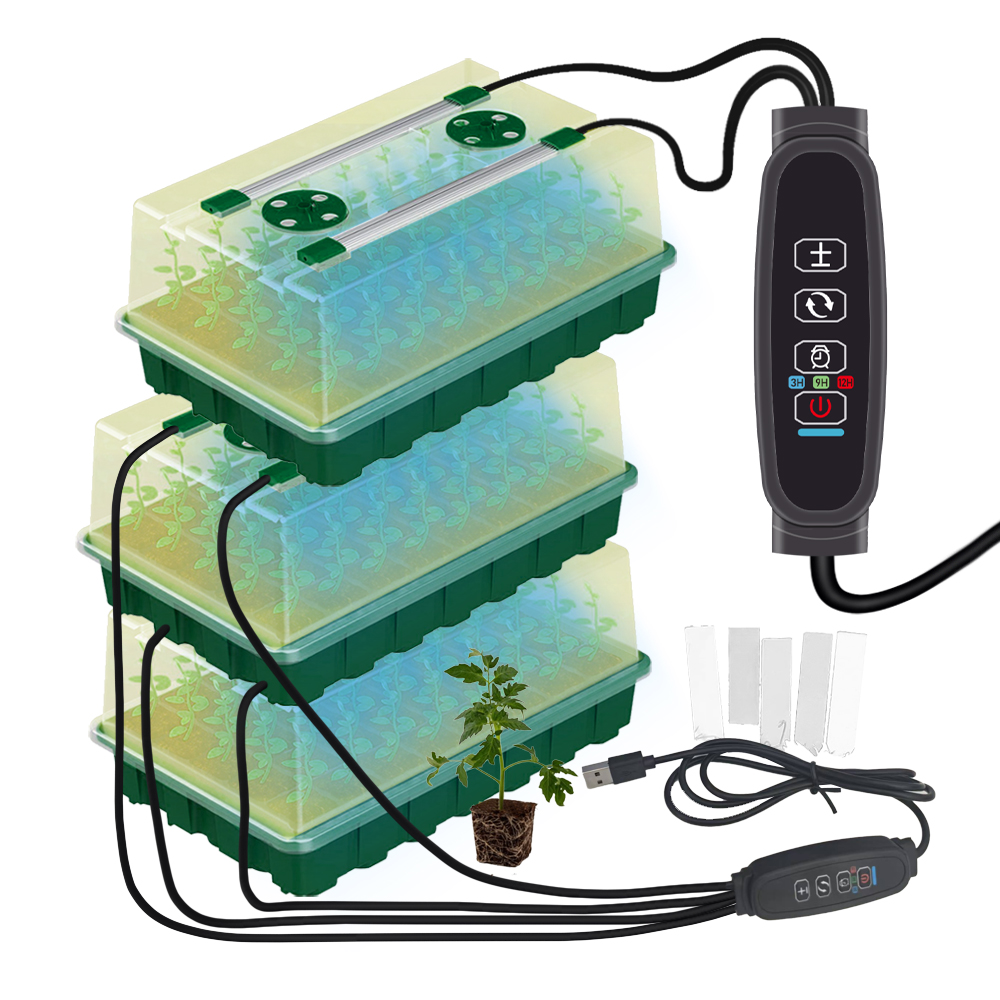 Smart Garden Domes - 高発芽ボックス付きシードスタータートレイ,40セル,80セル,2 4 LEDグローライト,スマートタイマー,3つのホームガーデンモード,新品