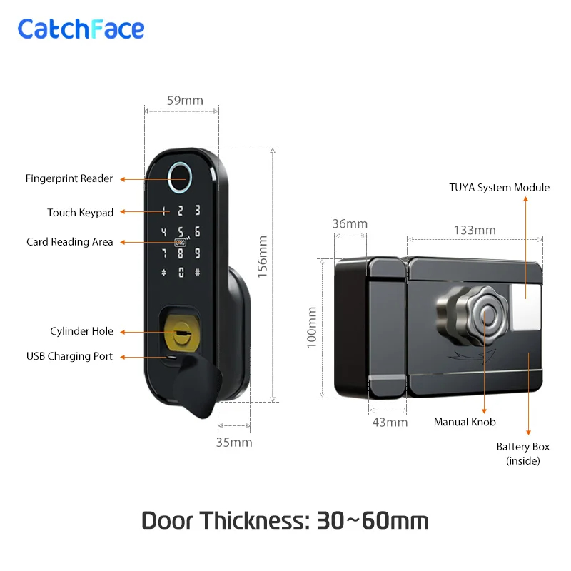屋外/庭用の防水指紋ロック,Tuyaアプリケーション,wif - Smart Garden Door Lock のレビューと価格