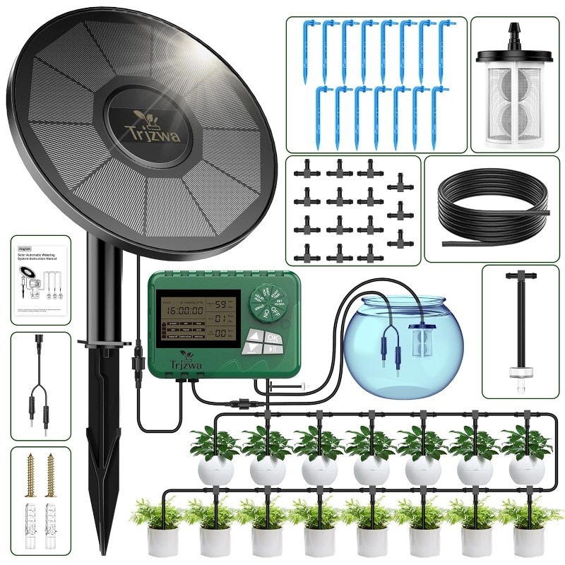 ソーラー灌漑装置 温室灌漑 点滴灌漑キット 15Mホース付き - Smart Garden Watering System のレビューと価格