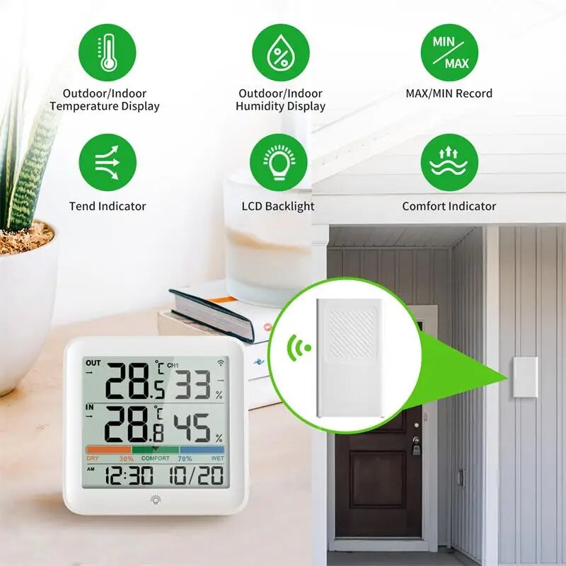 デジタル温度計湿度計、リモート屋内LCD温度湿度計、高精度ホ - Garden Weather Station のレビューと価格