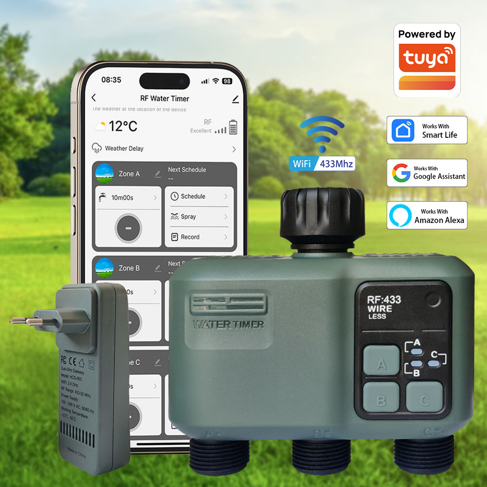 Tuya Wifi+RF433 3口給水タイマー ガーデン用 - Smart Garden Irrigation のレビューと価格