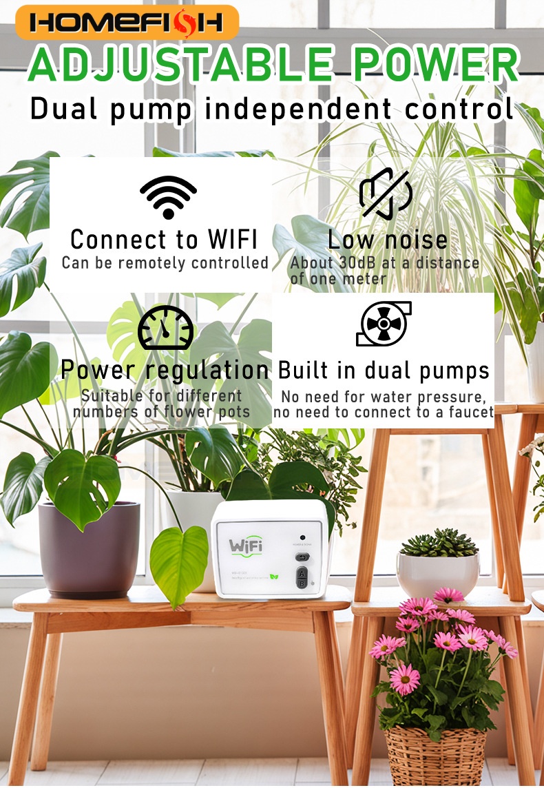 ホームフィッシュ WIFIスマートデュアルポンプ自動給水器  - Smart Garden Domes のレビューと価格